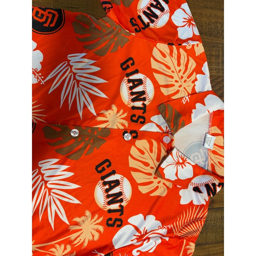 San Francisco Giants MLB Aloha Shirt Orange Tropical Floral Button Up Mens M - Picture 2 of 7